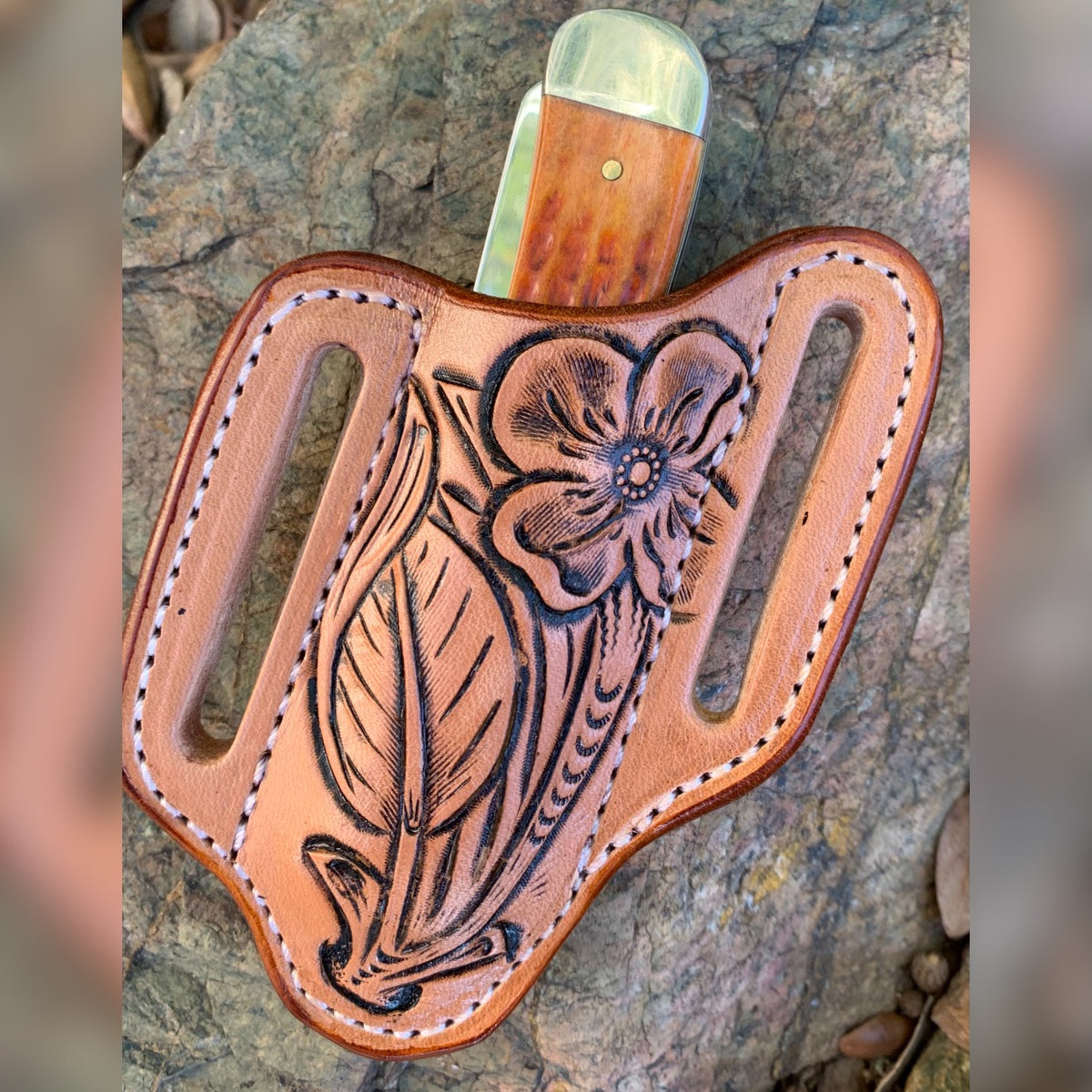 Hand Tooled Leather Knife Sheath